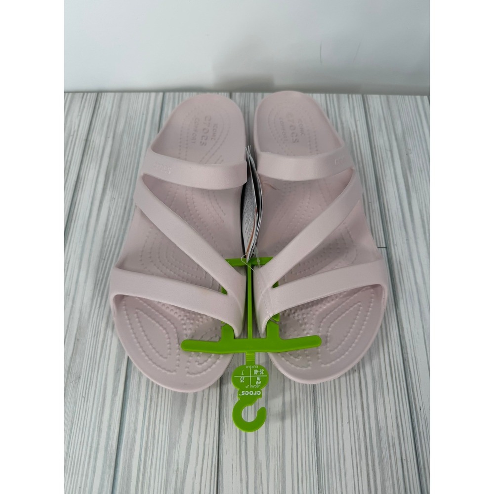 Crocs Kadee II Sandal W Blossom Pink Women Size 9 Cross Strap Slide NEW - Picture 4 of 8